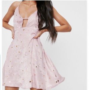 Nasty Gal Star Crossed Lovers Satin Mini
Dress in Pink